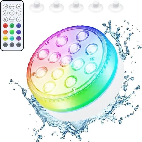 Passer for Lay-Z-Spa LED boblebadlys tilbehør undervannslys 7 farger