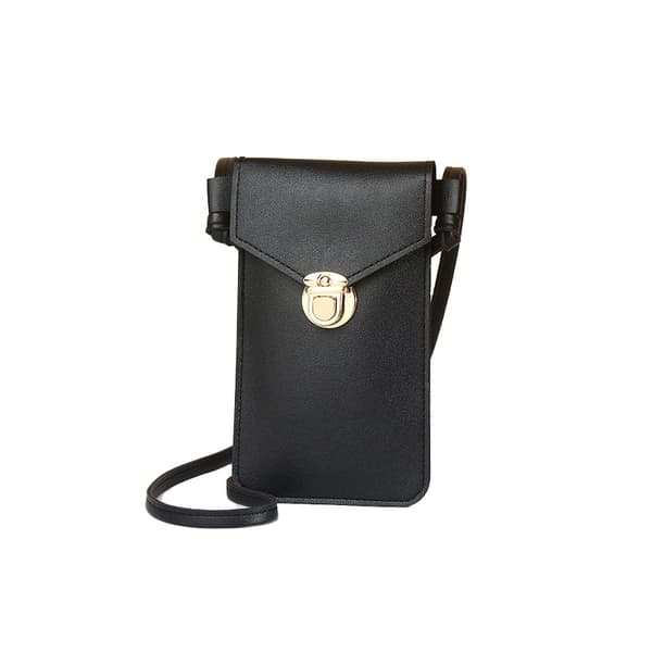 PU Leather Mobile Phone Bag with Touch Screen Window Black