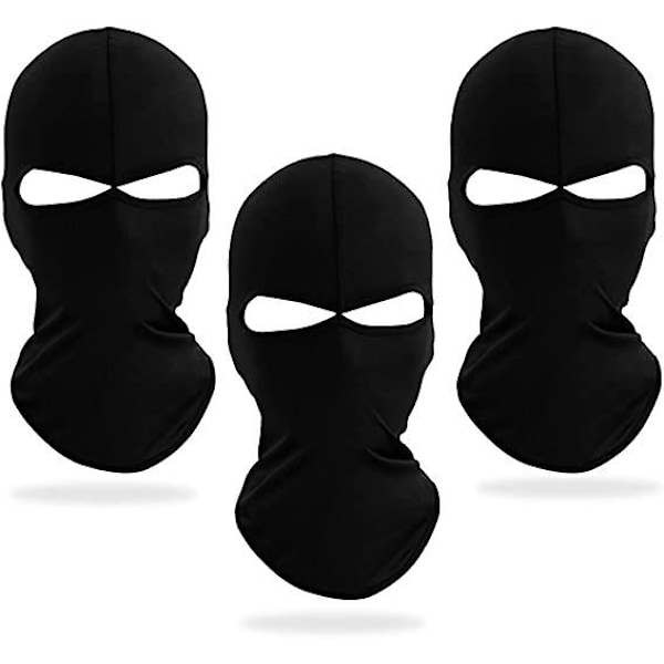 3 st Balaclava 2-håls Full Face Skidmask, Neutral Svart Lycra Skidmask, Lätt Andningsbar Hjälmfoder, Balaclava Huvudduk För Motorcykel