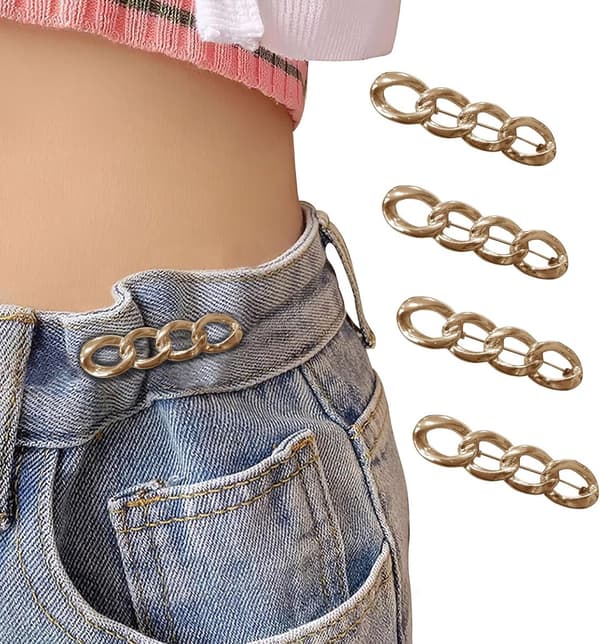 Adjustable Jean Buttons, No-Sew Required, Including Detachable Buttonholes, Perfect Fit and Removable Buttons for Instant Use.