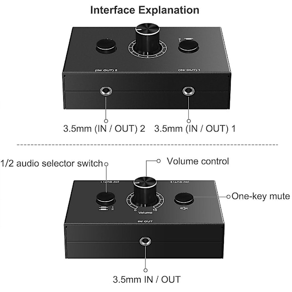 Stereo Audio Switch Audio Switcher 2 Input 1 Output / 1 Input 2 Ud Audio