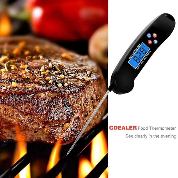 Talande Digital Kötttermometer Super Snabb Instant Läsning Termometer Med Bakgrundsbelyst Funktion Svart