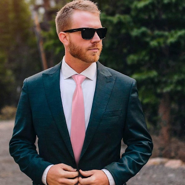 Solid rosa slips for men, slank slips for forretninger og bryllup