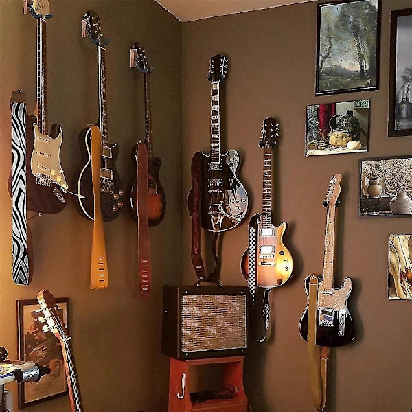 4 stk. Gitarreveggfeste, Gitarkrok, Valnøtt U-formet Gitarhengende veggfeste for akustisk