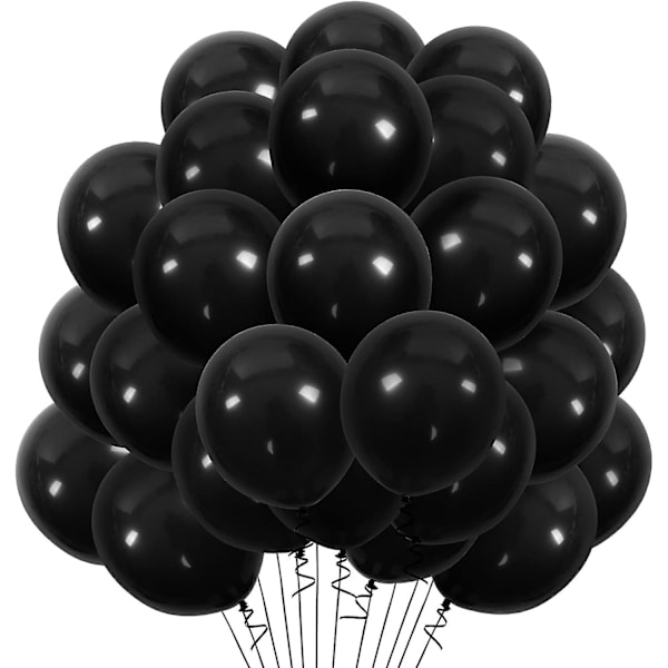 Svarte Ballonger, Pakke med 20 Ballonger 12\" Ballonger for Temabursdagsfestarrangementdekorasjoner