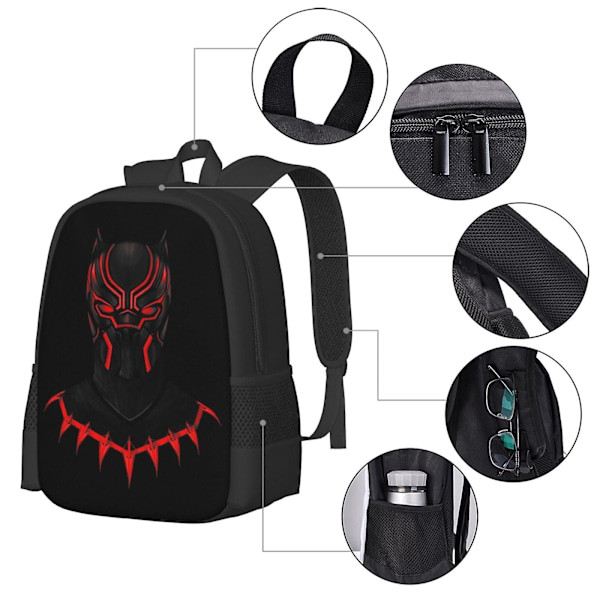 Black Panther Ryggsäck, Laptop Ryggsäck Lättviktig Vardagsryggsäck Multifunktionell Reseryggsäck 2024THO