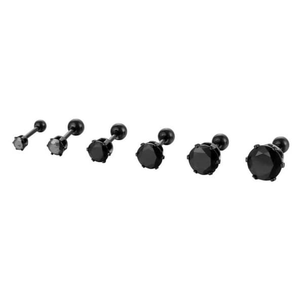 Krystal Stud Piercing Ørering Sort