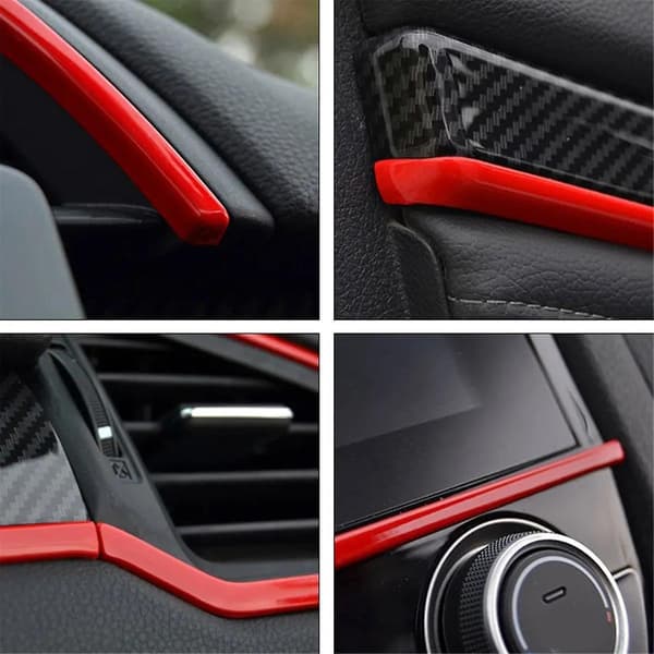 Rød Front Dashbord AC Uttaksdeksel Trim For 2016-2021 10. Generasjon