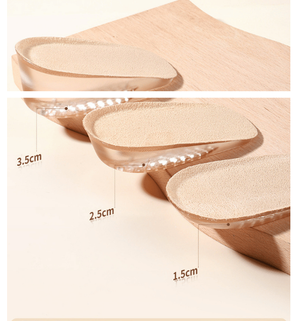 Usynlige silikon hælputer for kvinner, 2,5 cm høydeøkning Beige 3.5 cm