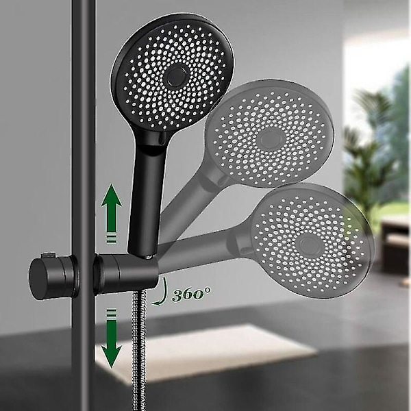 Brusehovedholder, universel sort brusehovedholder til 18-25 mm brusestang Solid ABS tykkere og opgraderet version Brusehovedholder, mat sort
