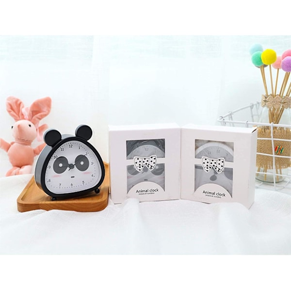 Väckarklocka för barn, analog väckarklocka, Panda Mini Tickless väckarklocka med högt larm, batteri