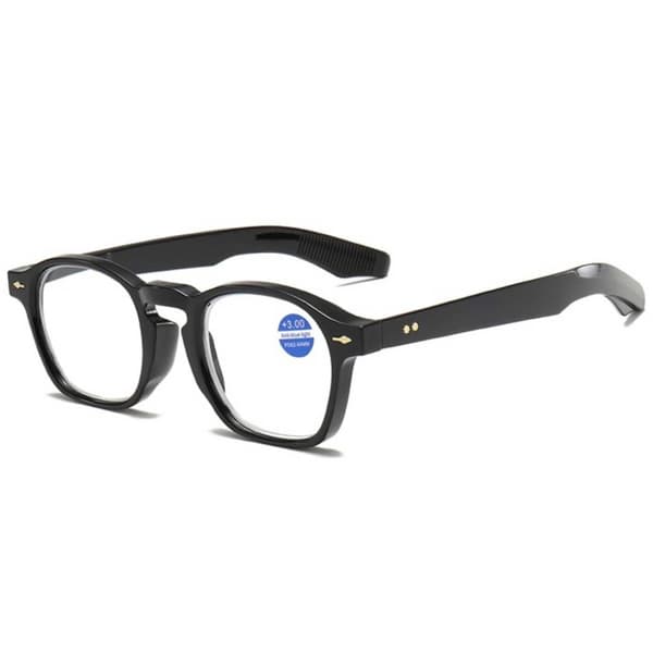 Round Reading Glasses with Blue Light Filter [Choose Strength] Black