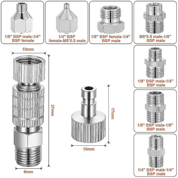 Airbrush-adapterset, snabbkopplingssats för airbrush, nylonflätad slang, för kompressor och luft