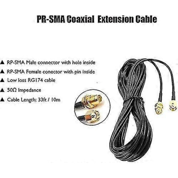 10m RP-SMA WiFi Antenne Forlengelseskabel (Svart)