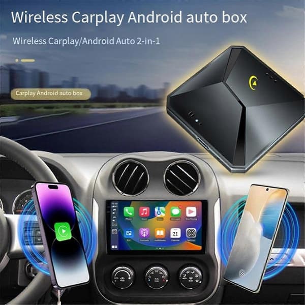 Biladapter 2 I 1 Trådløs CarPlay Android Adapter Trådløs Adapter CarPlay Android Auto Boks Adapter