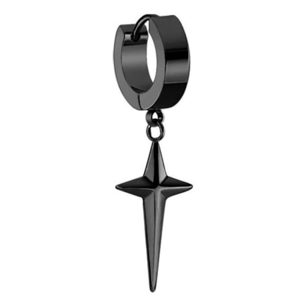 Piercing Earring Thick Ring with Star Black