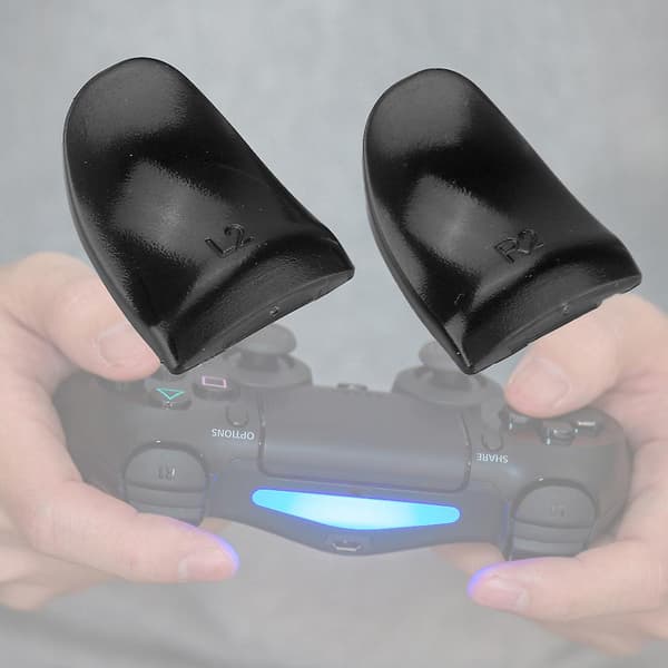 2 STK/ Sett Holdbare R2 L2 Knapper Trigger Forlengelse Utvidelse Kompatibel med PS4 Kontroller (Svart)-YM