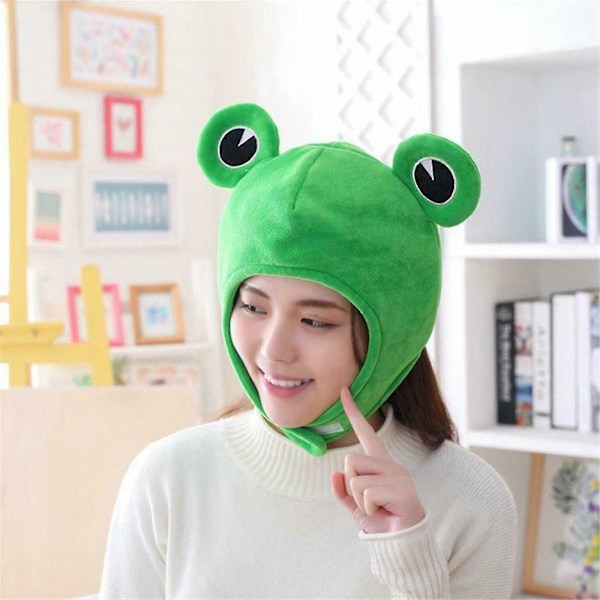 Sarjakuva Sammakko Päähine Hauska Suloinen Pehmo -sammakkohattu Cosplay Puku Naamiaisasuhattu
