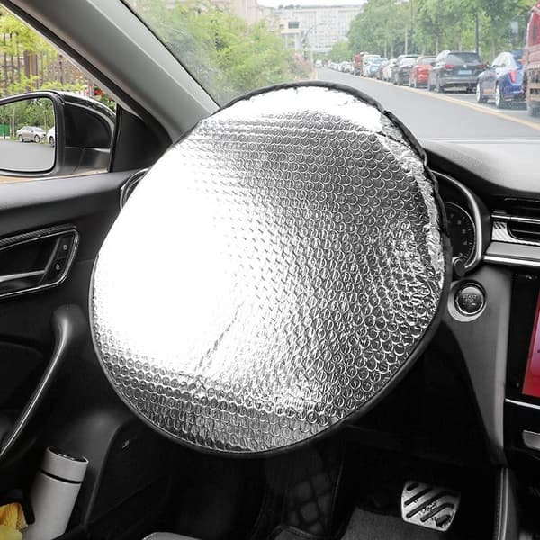 2 ratdæksler i aluminiumsfolie, 40 cm polyesterstofkant, solbeskyttelse og varmeskjold til rattet