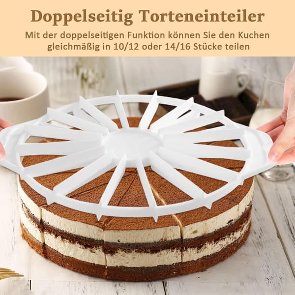 2-piece round plastic cake divider and cutter for 10/12/14/16 slices - reusable kitchen tool (white)