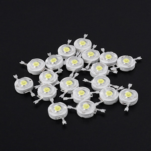 20 stk. Højeffekt 2-benet 3W Hvide LED Perle-emittere 170-190Lm 6000K