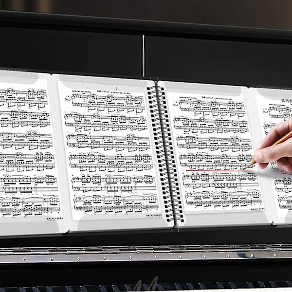 Noteark Mapper Musikkstativ Tilbehør Musikkperm 4 Sider Utvidbar Spiralbundet 40 Lommer