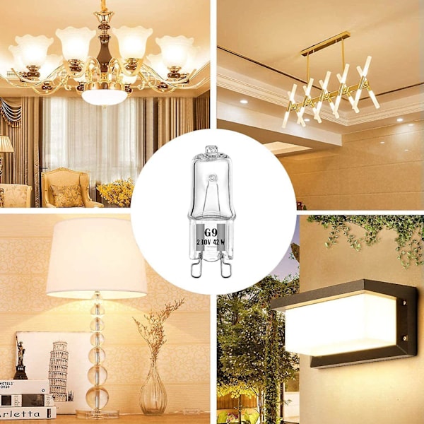 10 st G9 28W/40W Dimbara 370 Lumen C-klassade Halogenlampor
