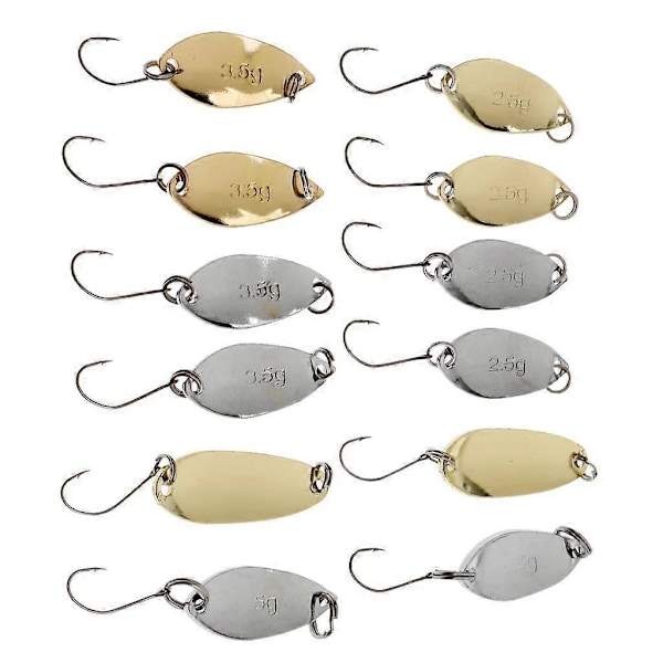 Parti 12 Karpfiske Spinner 2.5/3.5/5g Hårt Bete Skeddrag Krok Metall Bassdrag
