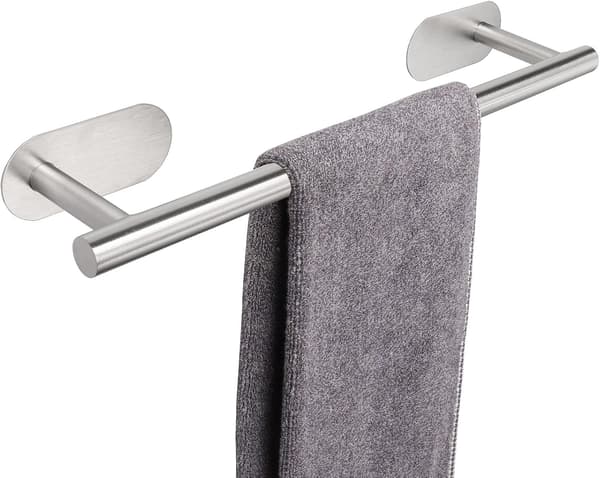 Selvklebende håndkleholder i rustfritt stål, 40 x 8 x 4,5 cm (sølv)