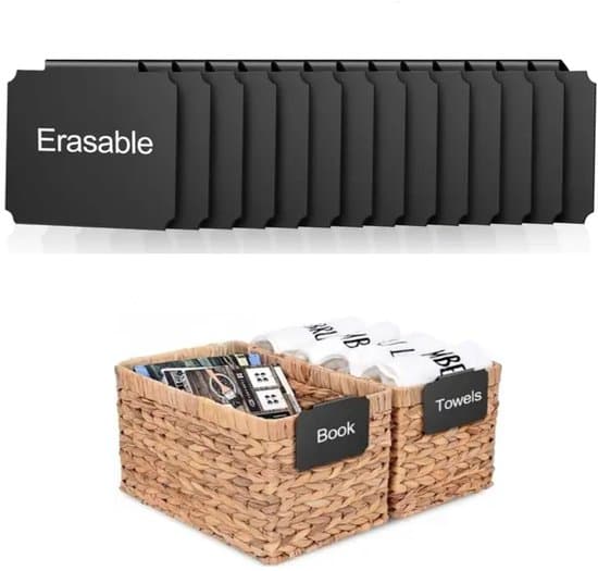 15 Pieces - Removable Clip-On Labels - Mini Blackboards - PVC Storage Classification Clip - Black