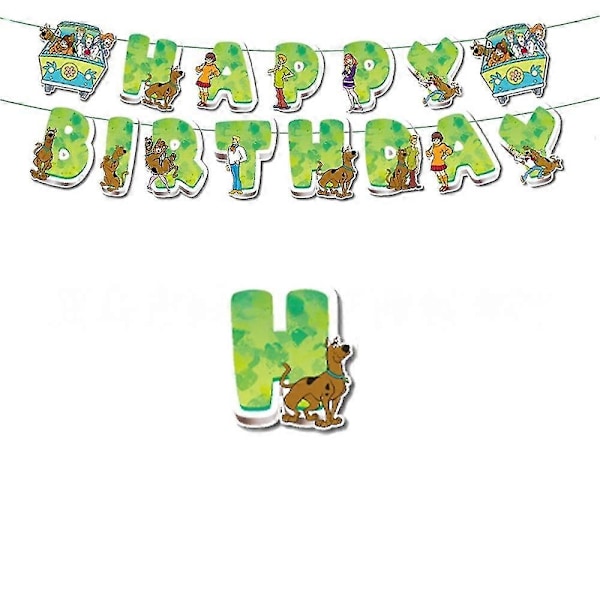 Scooby-tema Barnkalas Födelsedagsfest Tillbehör Banner Ballonger Kit Tårt- och Muffinstoppar Dekorationsset