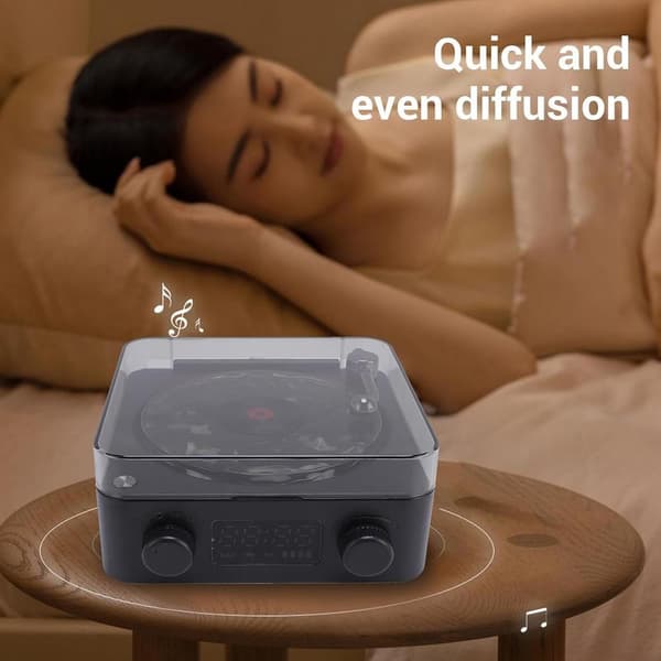 Portable Bluetooth Speakers, Stereo Speakers with Water Ripple Effect Lighting and Time Display, Retro Bluetooth Speaker, Retro Turntable