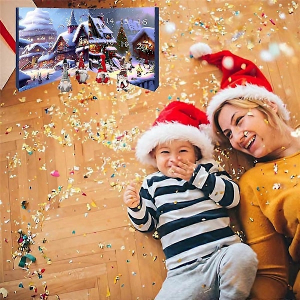 Jultomte Adventskalender, 24 Dagar Blind Box Julnedräkningskalender med Samlartomtedockor för Barn och Vuxna