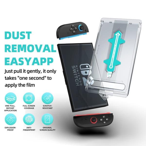 Crystal Clear Tempered Screen Protector for Nintendo Switch 2 – 9H Scratch-Resistant Glass with Easy, Bubble-Free Installation and Application Kit
