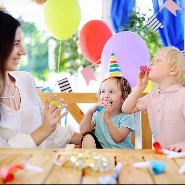Sirenefløjter til Børn - Pakke med 12, Holdbare Plastik Sirene Støjmager Party Fløjter, Lyse Assorterede Farver, Fødselsdagsfest Favoritter, Piñata Fyld