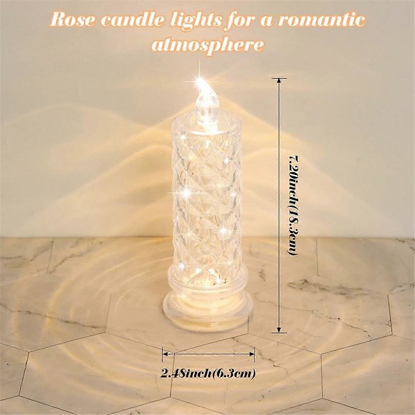 Rose Shadow LED Flammeløse Lys, 6 stk. Romantiske Batteridrevne Lys LED Pillar Lys til Valentinsdag