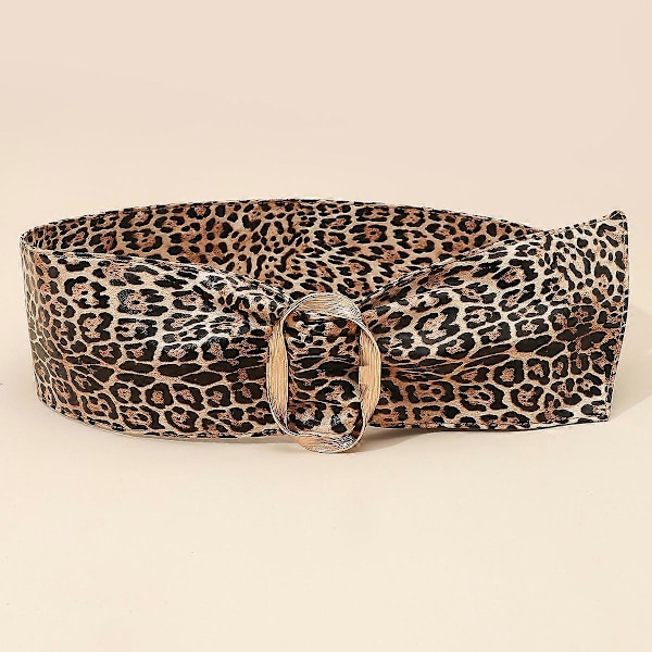 Dametøj Bred Cinch Bælte Vintage Leopard Print Kunstlæder Bælte Kjole Bælte