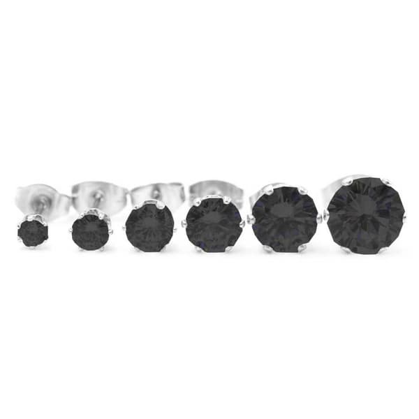 2-pak Sølv Piercing Ørering Sort Krystal – 8mm