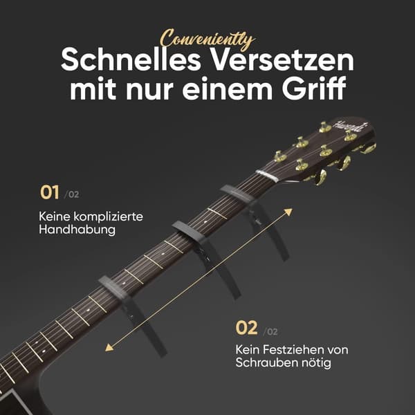 Zinklegering Guitar Capo - Gun Black med Farveboks