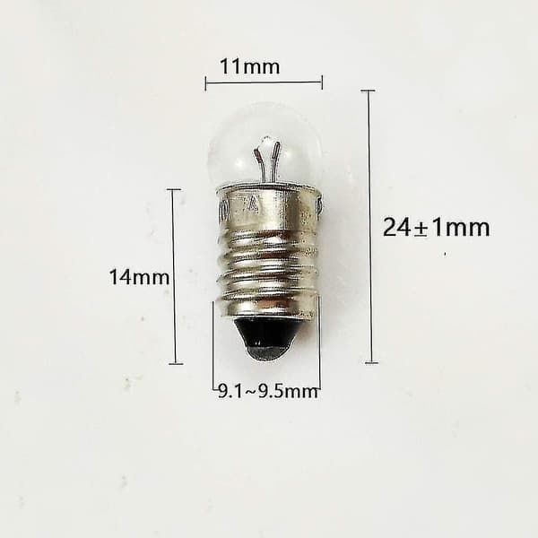 10 kpl Mini-lamppuja E10-kierteellä taskulampulle, 2,5 V 0,3 A