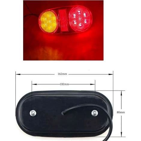 12V LED Trailerlys, 2 stk. Vandtætte LED Trailer Baglygter