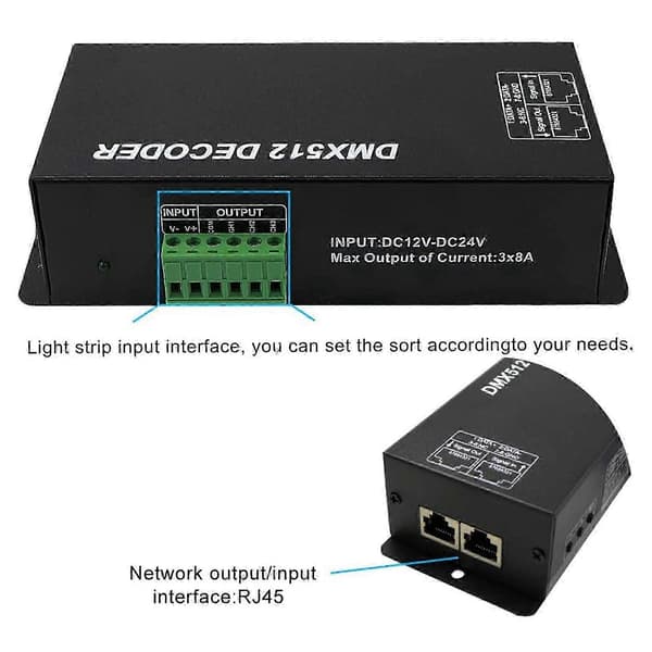 Høyeffekt LED Kontroller LED 512 Dekoder Dimmer Driver DC12v-24v For LED RGB Stripe Eller Lys (3 Kanaler)
