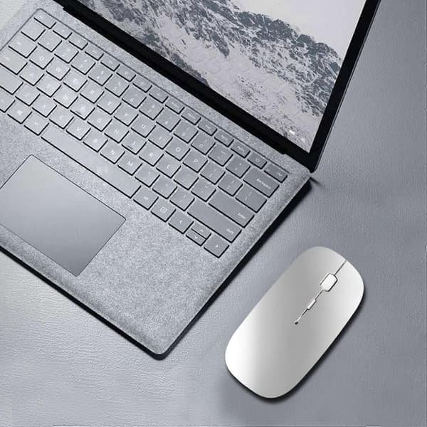 Trådløs Bluetooth Mus til Surface GO Pro X Genopladelig Lydløs Mus til Surface Pro (Sølv)