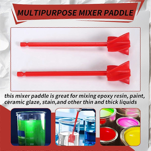 Resin Mikser Padler, Epoxy Mikser Feste for Drill, Gjenbrukbar Maling Rører Drill Feste (2 stk)