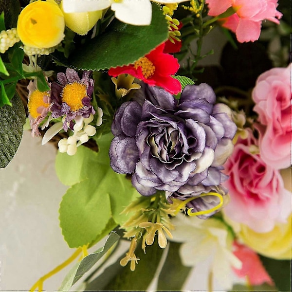 20 Tum Vår Dörr Blomsterkrans Konstgjord Blomkrans För Sommar Ytterdörr Vägg Fönster Rum Utomhusdekor 2025:e