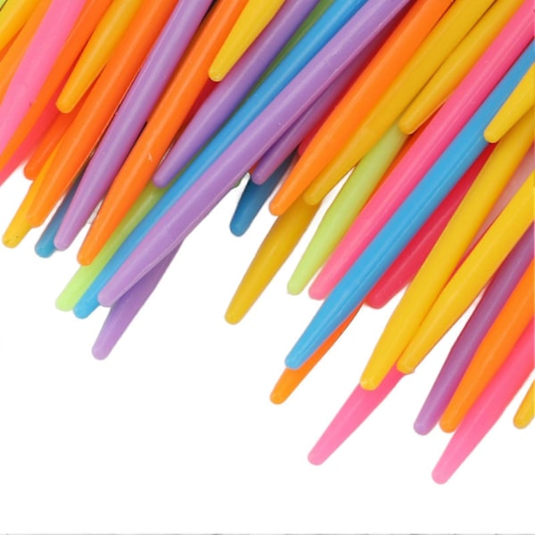 100 stk. Plastiknåle med stort øje, lyse farver, plastikgarnnåle med stort øje, bærbare plastiksynåle til strikning 2025th