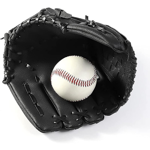 Basebollhandskar, Barn Tonåringar Ungdomar Hållbart Läder Softboll Baseboll Pitcher Mitt För Pojkar Flickor Vänster Hand -svart