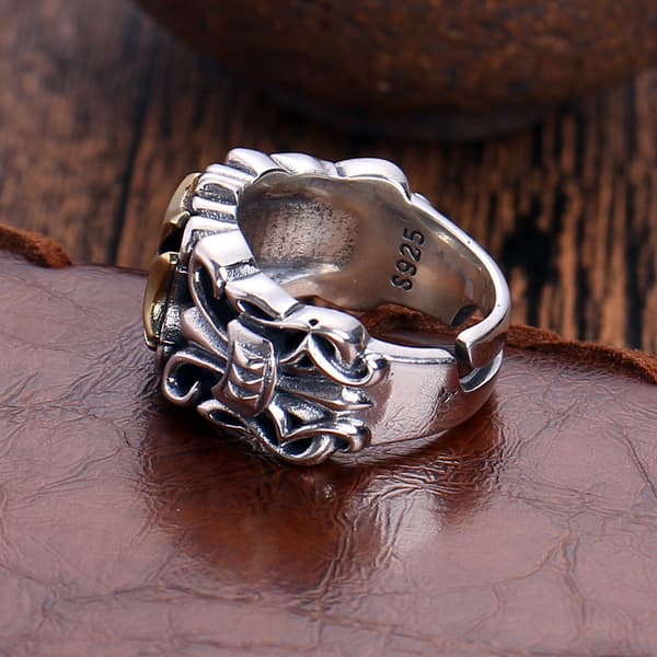 Ring Guld Kors Sigill Justerbar Storlek