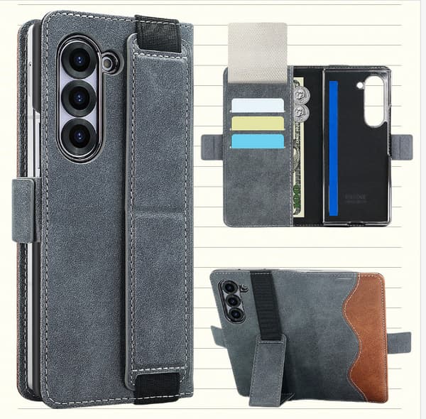 Samsung Galaxy Z Fold-etui med kortholder og stativ Grå Model 4