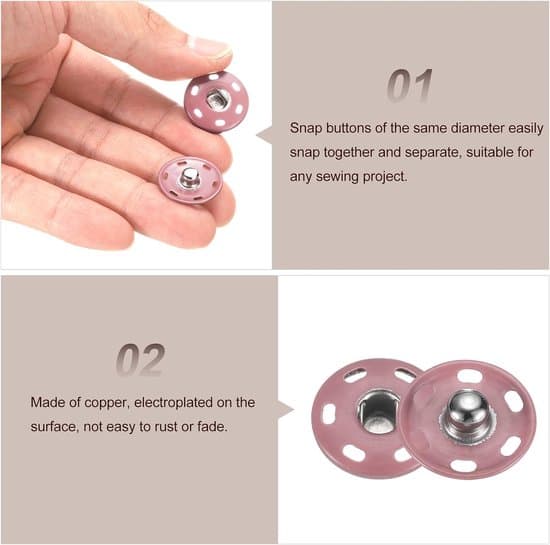 5 knapper - Klesknapper - Syknapper - 19mm - Metall - Runde - Trykknapper - For søm, håndverk, DIY smykker